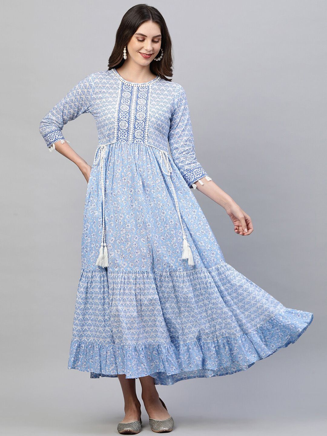 FASHOR Blue Floral Maxi Dress