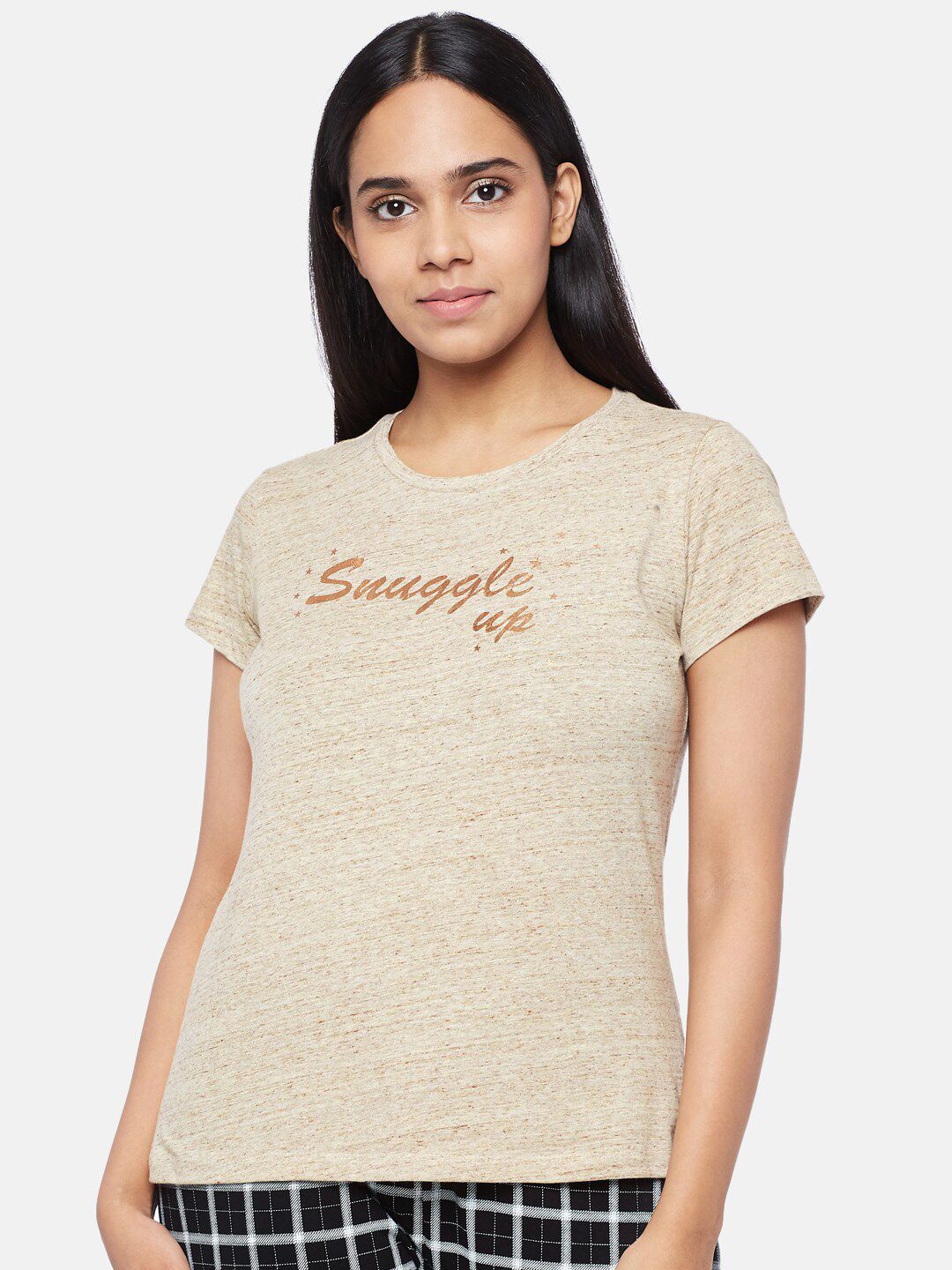 Dreamz by Pantaloons Women Brown Printed Regular Lounge tshirt Price in India