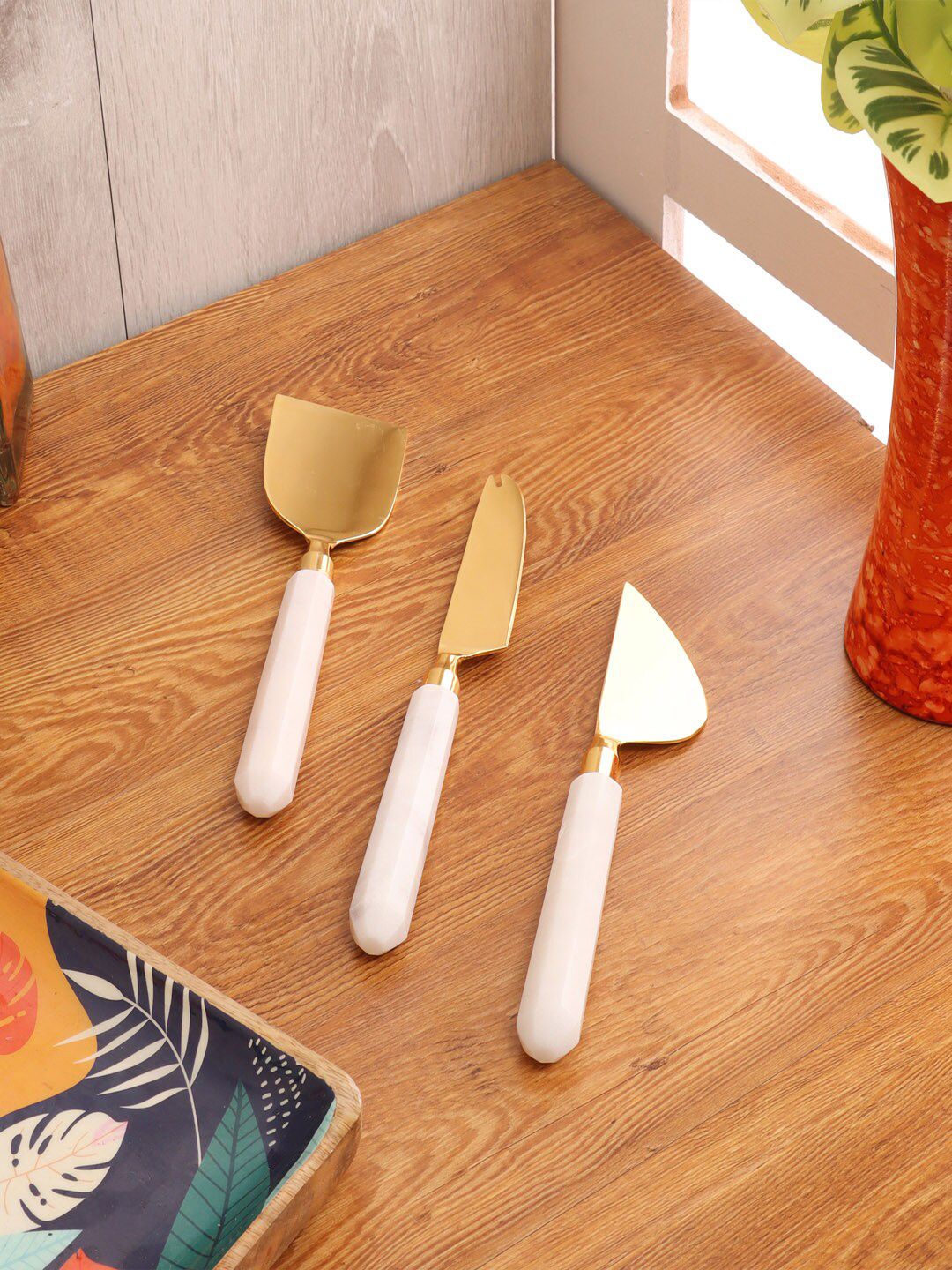 NikkisPride Set Of 3 Gold-Toned Cheese Server Set Price in India