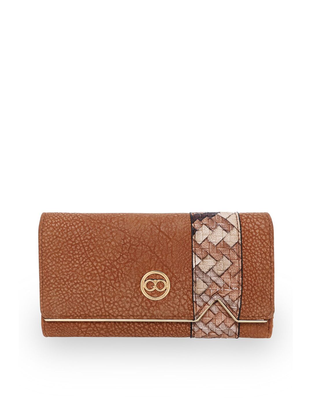 GIO COLLECTION Women Tan Textured PU Three Fold Wallet Price in India