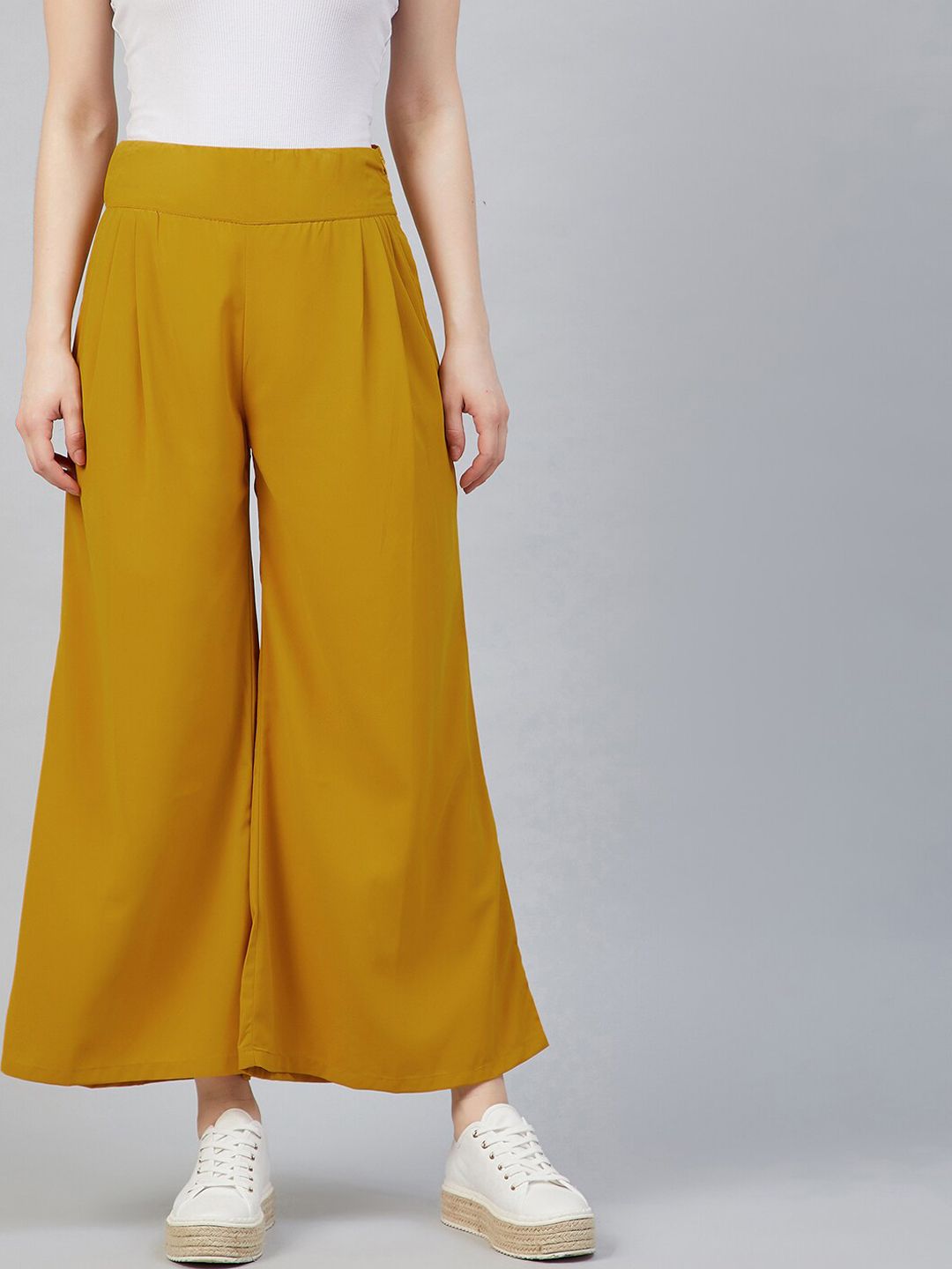 RARE Women Yellow Pleated Trousers Price in India