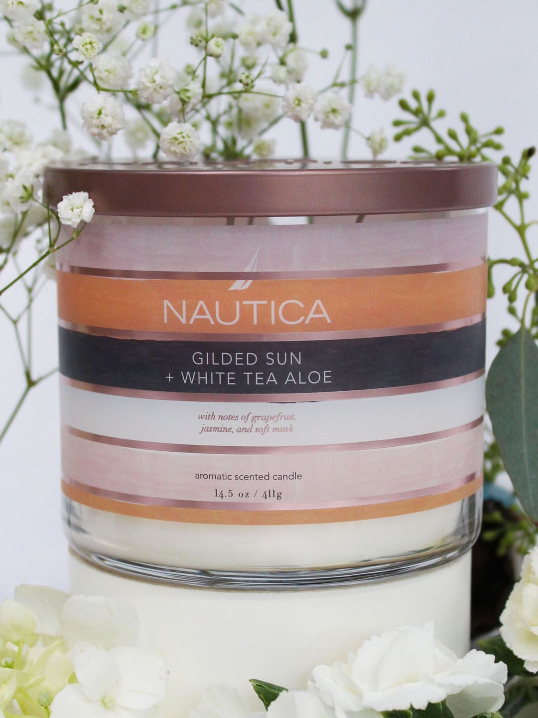Nautica Orange Gilded Sun & White Tea Aloe Fragranced Candle 411g Price in India