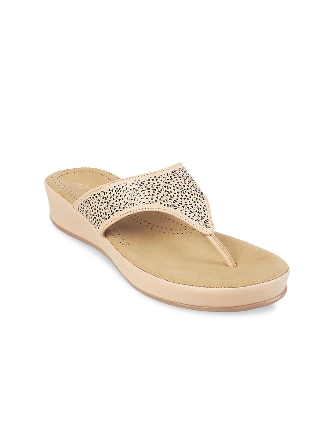 Metro Beige Comfort Sandals with Laser Cuts