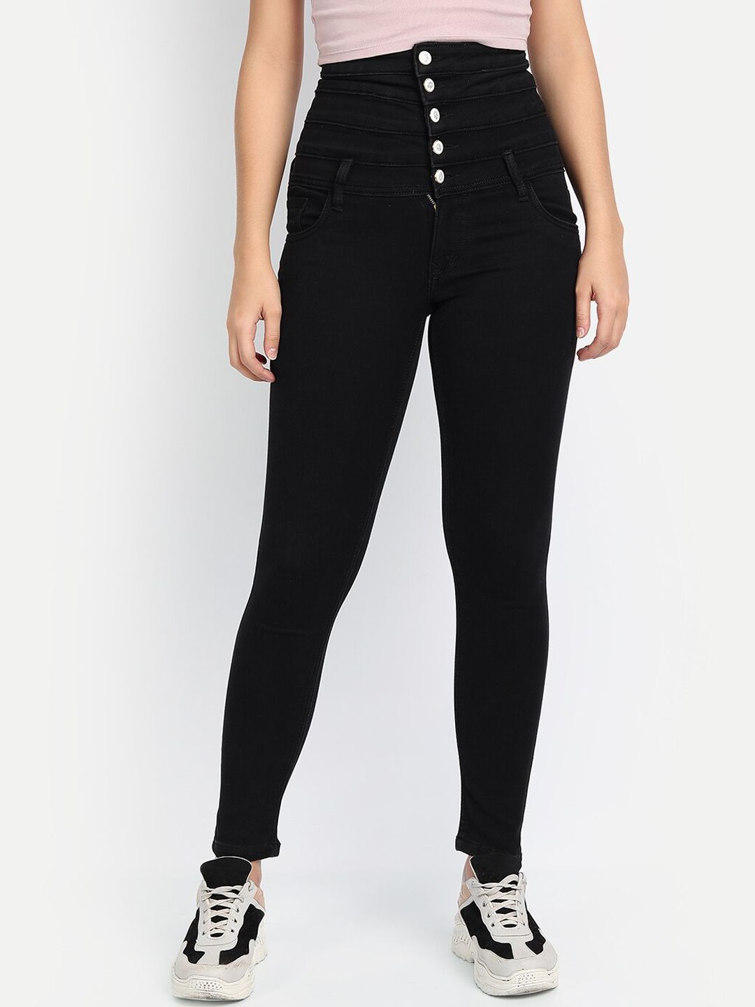 BROADSTAR Women Black Stretchable High Rise Skinny Fit Jeans