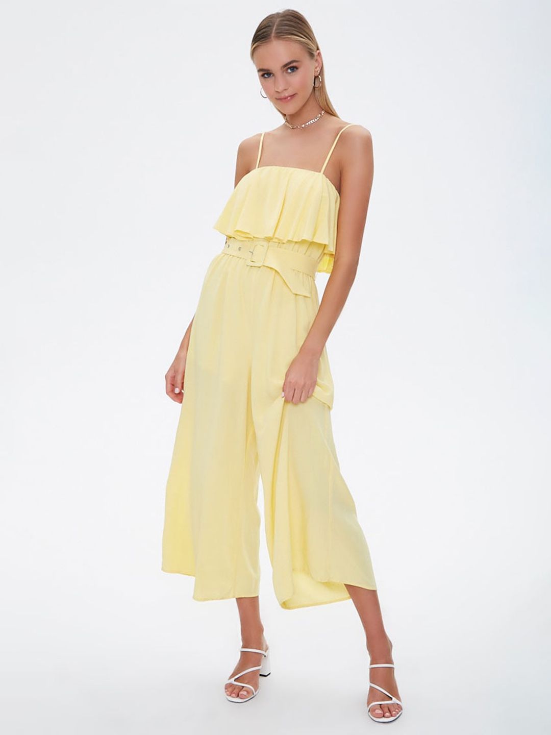 FOREVER 21 Yellow Culotte Jumpsuit Price in India
