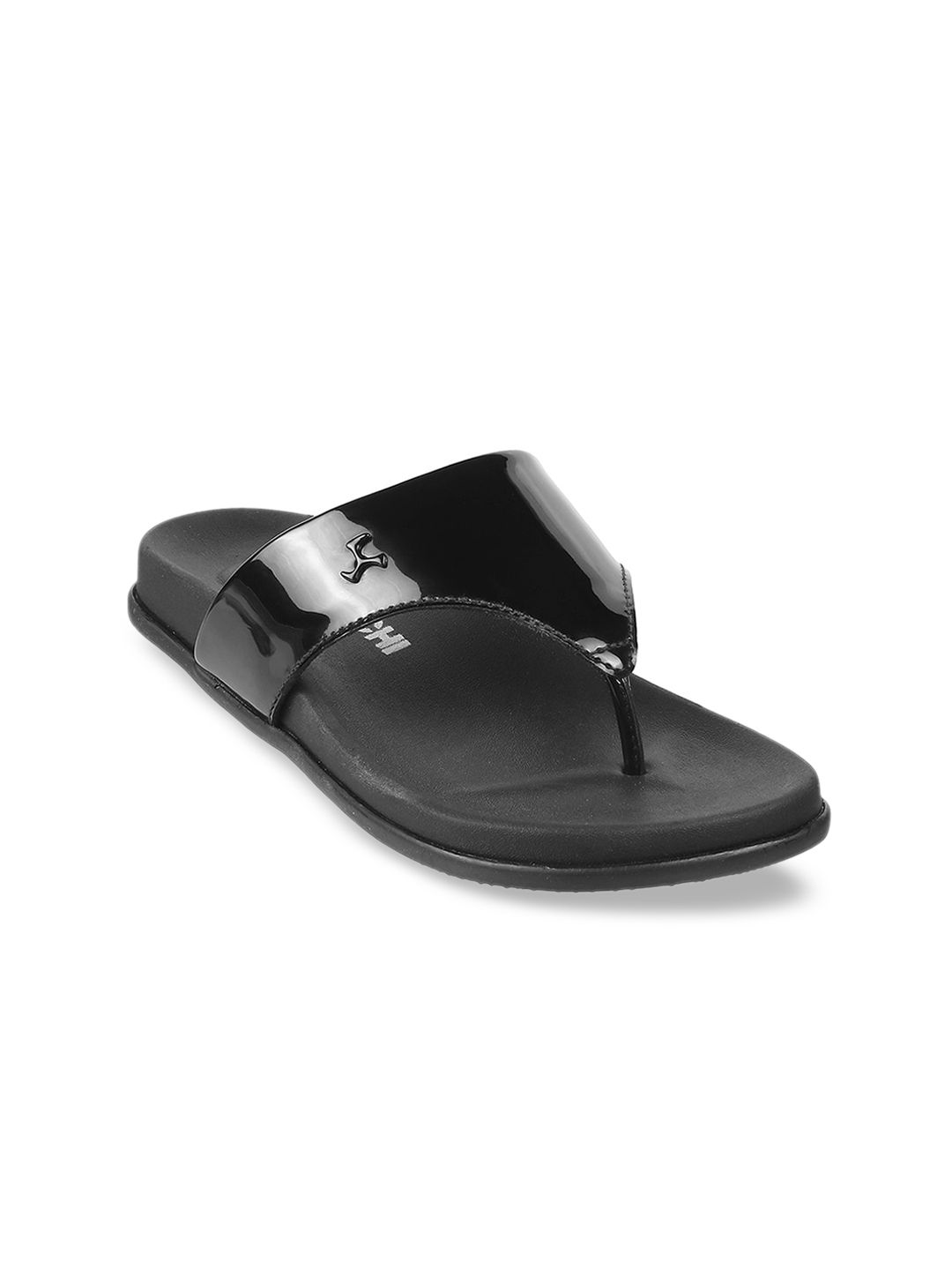 Mochi Women Black T-Strap Flats Price in India