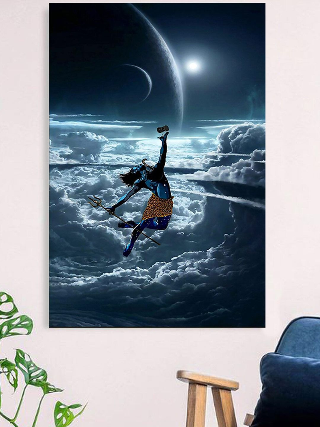 Gallery99 Blue Dreamy Shiva Canvas Unframed Painting Price in India