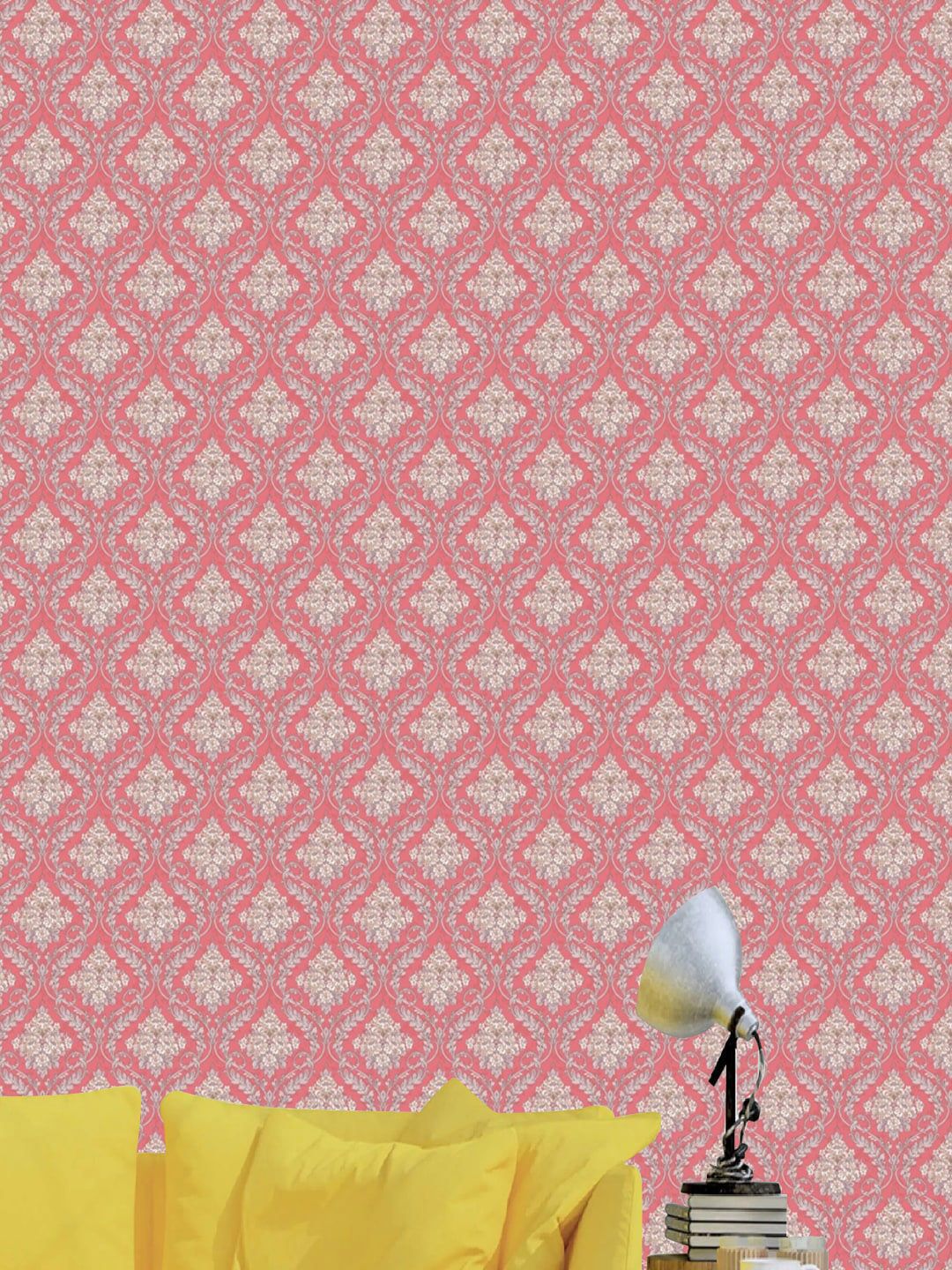 Jaamso Royals Pink Damask Self Adhesive Wallpaper Price in India