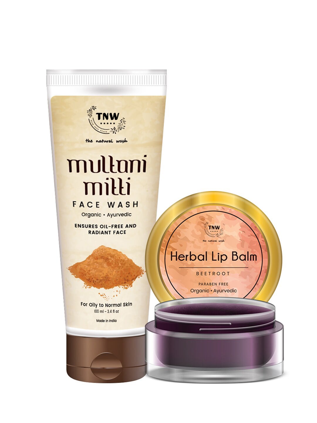 TNW The Natural Wash Combo of 2 Lip Balm 5 Gm and Multani Mitti Face Wash 100 ml Price in India
