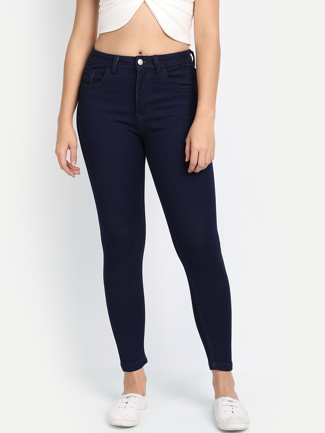 BROADSTAR Women Navy Blue Slim Fit Mid Rise Jeans Price in India