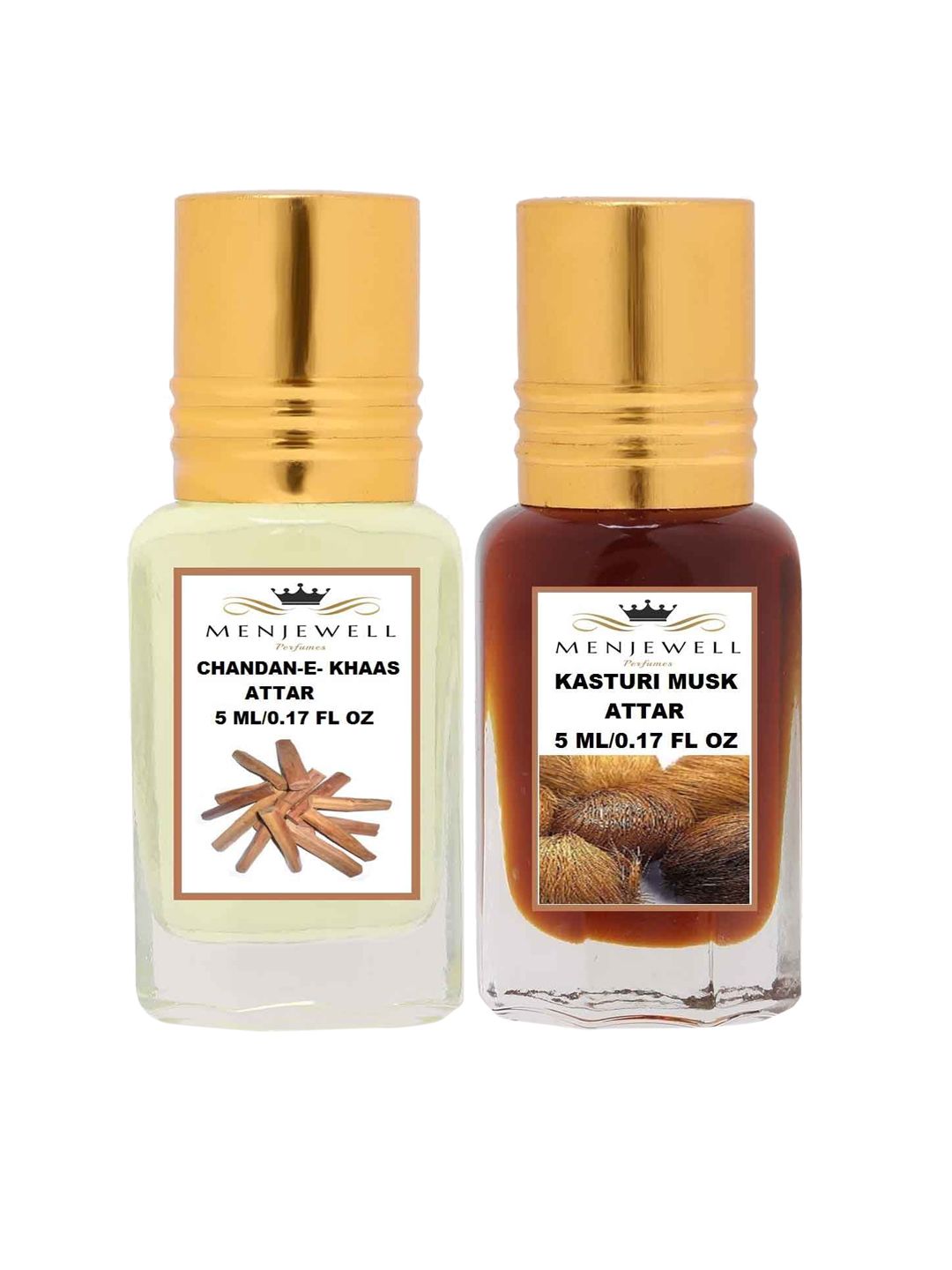 Menjewell Set of 2 Chandan-E-Khaas & Kasturi Musk Attar 10 ml Price in India