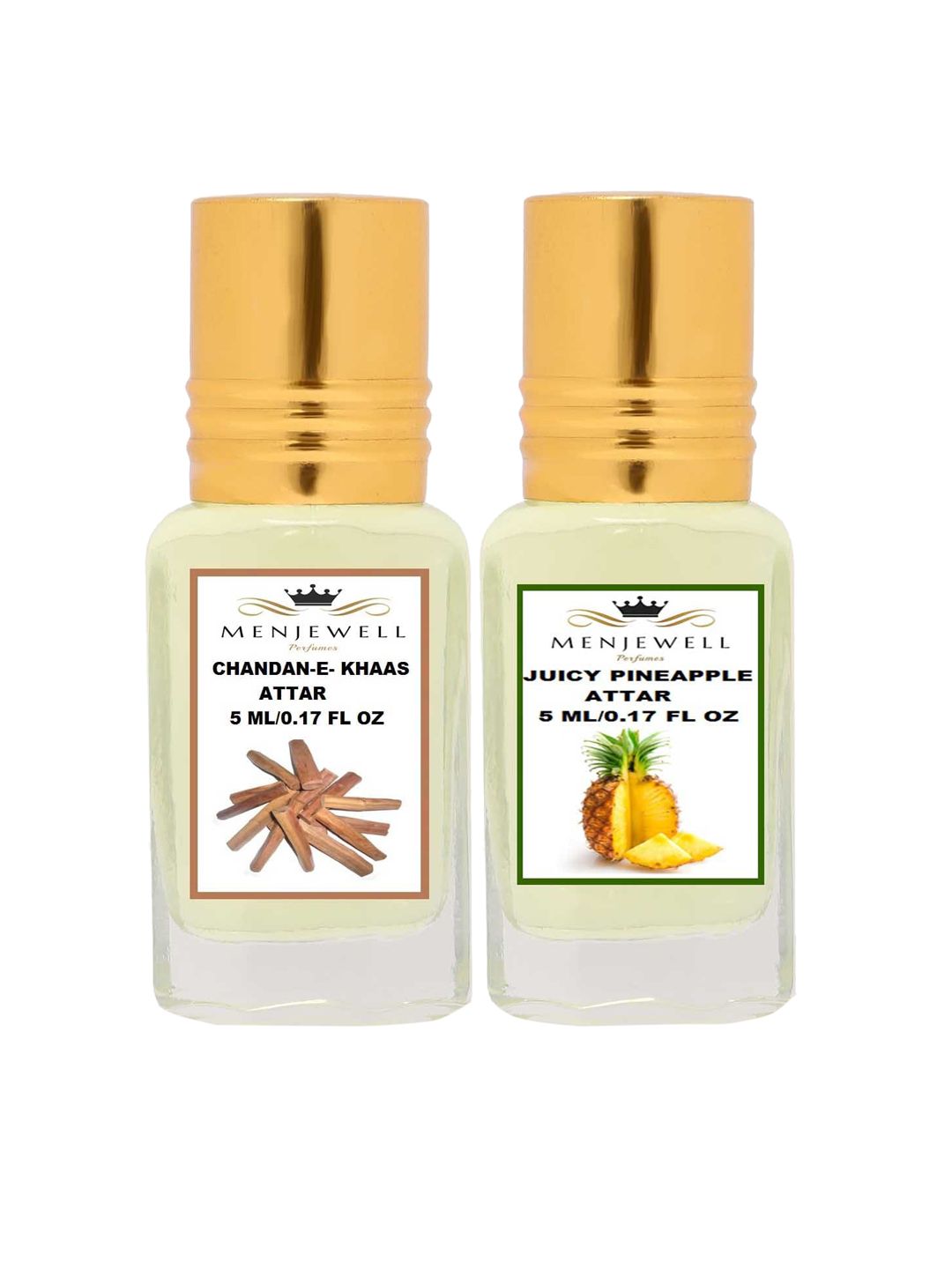 Menjewell Set Of 2 Chandan-E-Khaas & Juicy Pineapple Attar Price in India