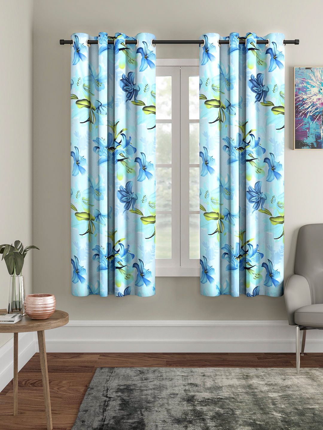 Cortina Set of 2 Floral Printed Window Curtain