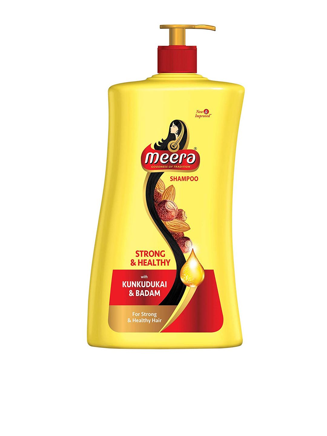 Meera GOODNESS OF TRADITION Strong & Healthy Shampoo, With Kunkudukai and Badam- 1L