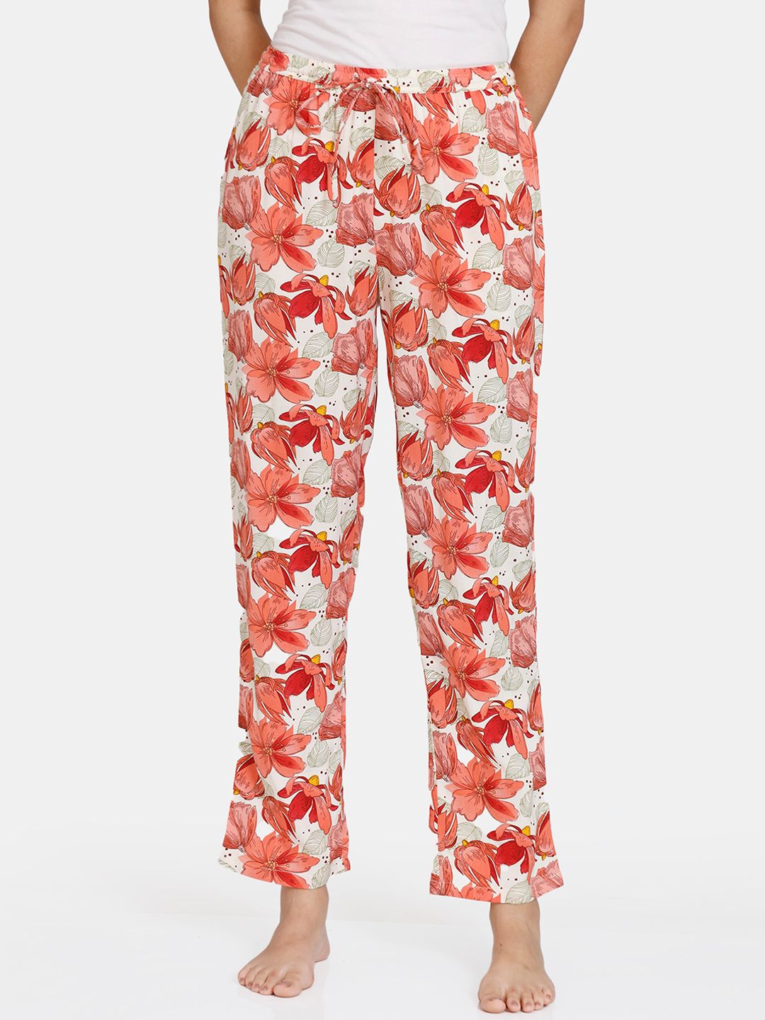Zivame Women Pink Floral Print Lounge Pants at Best Price