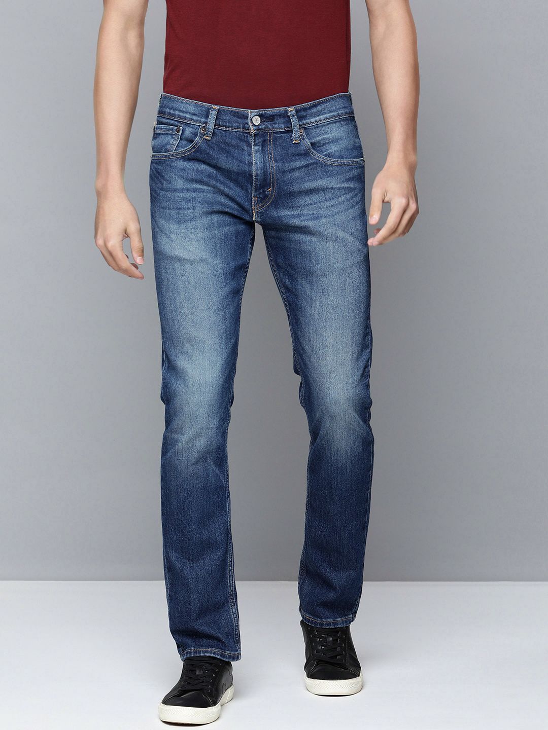 Levis Men Blue 65504 Skinny Fit Heavy Fade Stretchable Jeans