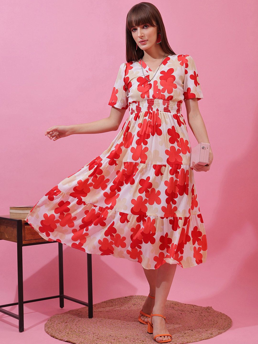 slim fit dress slacks VERO MODA Pink Floral Print Shirt Dress main image 1