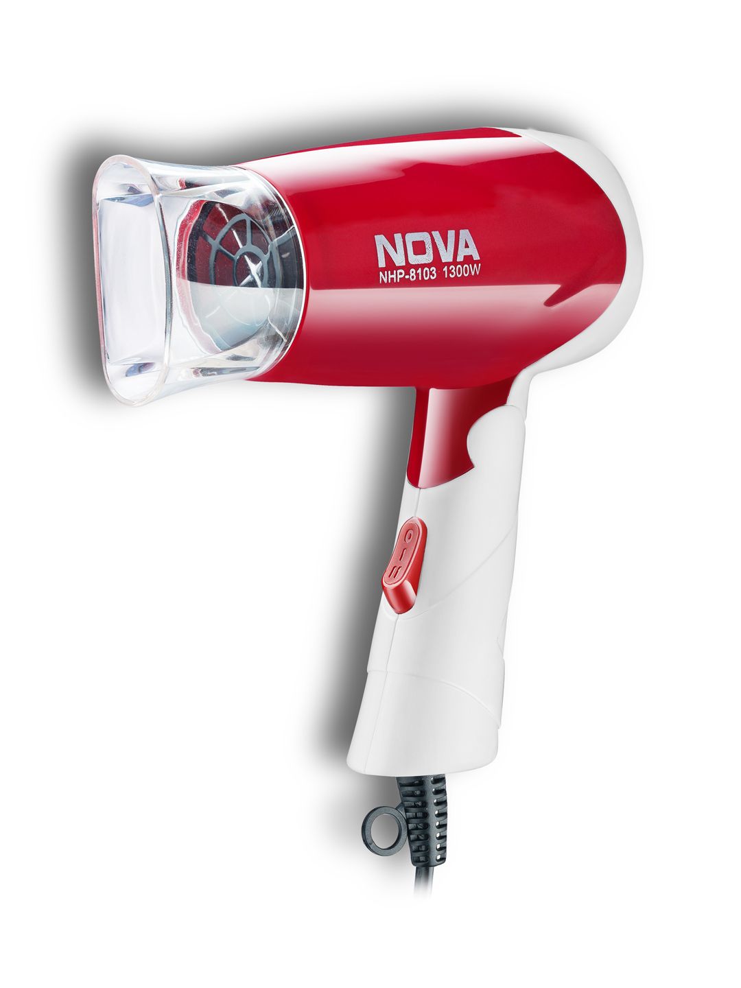 NOVA NHP 8103  Silky Shine 1300W Hot & Cold Foldable Hair Dryer – Red & White