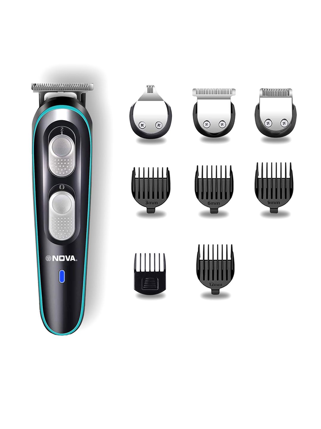 NOVA NG 1146 USB Trimmer with 120 Mins Runtime & 10 Length Settings – Black & Blue