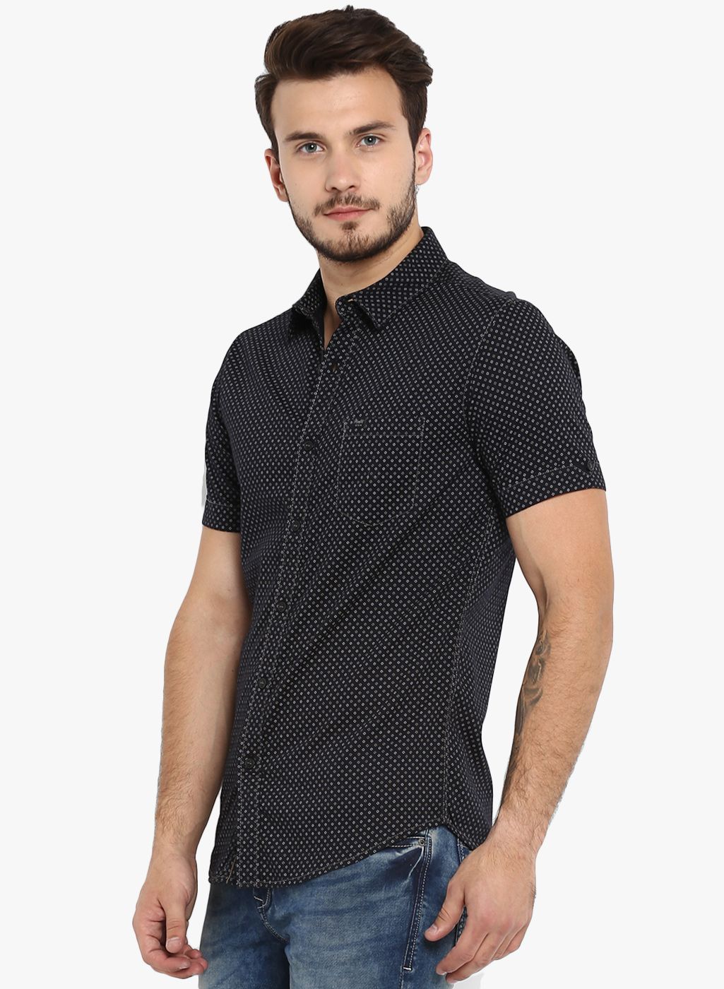 Buy Mufti Black Printed Slim Fit Casual Shirt Online 8459547