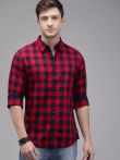 Roadster Men Red & Navy Blue Checked Sustainable Casual Shirt
