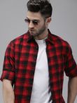 The Roadster Lifestyle Co Men Red Tartan Checked Pure Cotton Casual Shirt