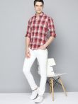 Mast & Harbour Men Red & White Pure Cotton Tartan Checked Casual Shirt
