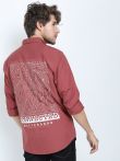 LOCOMOTIVE Men Red Slim Fit Printed Cotton Casual Shirt