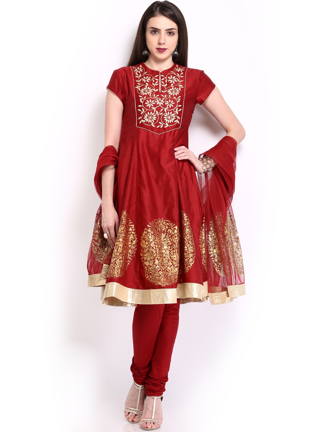biba red anarkali
