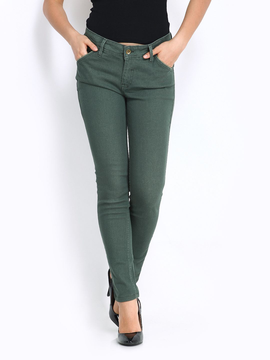 ladies green jeans