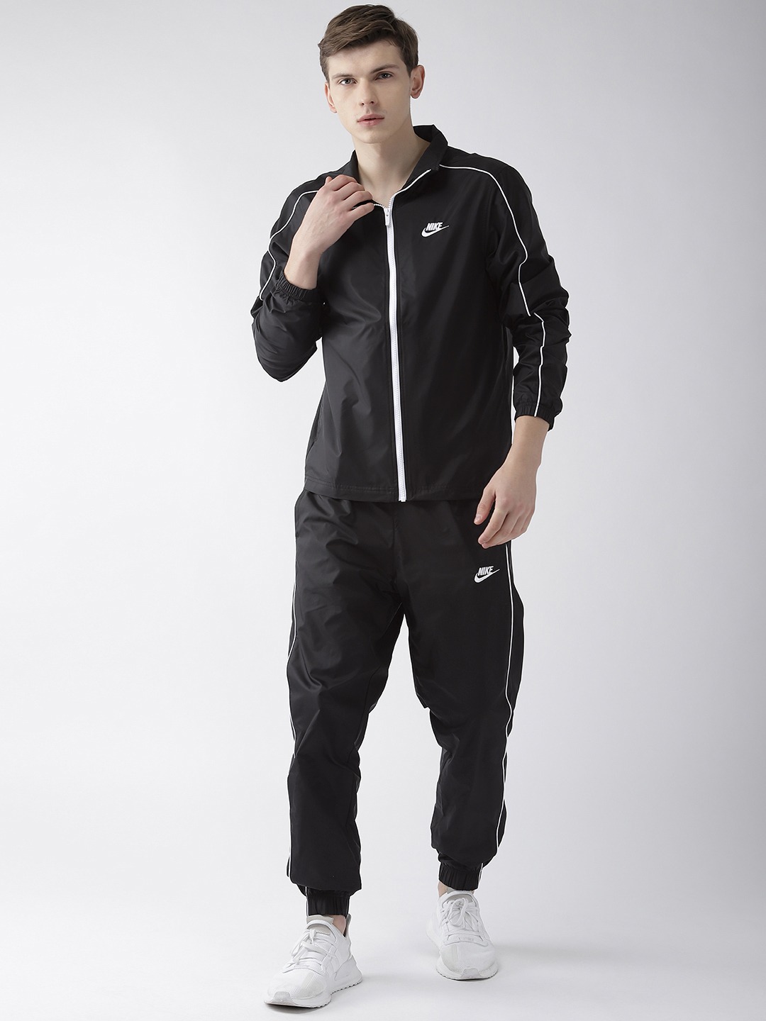 Clothing Tracksuits | Nike Sportswear Men Black Solid AS M NSW CE TRK SUIT WVN BASIC Loose Fit Tracksuit - YO27628