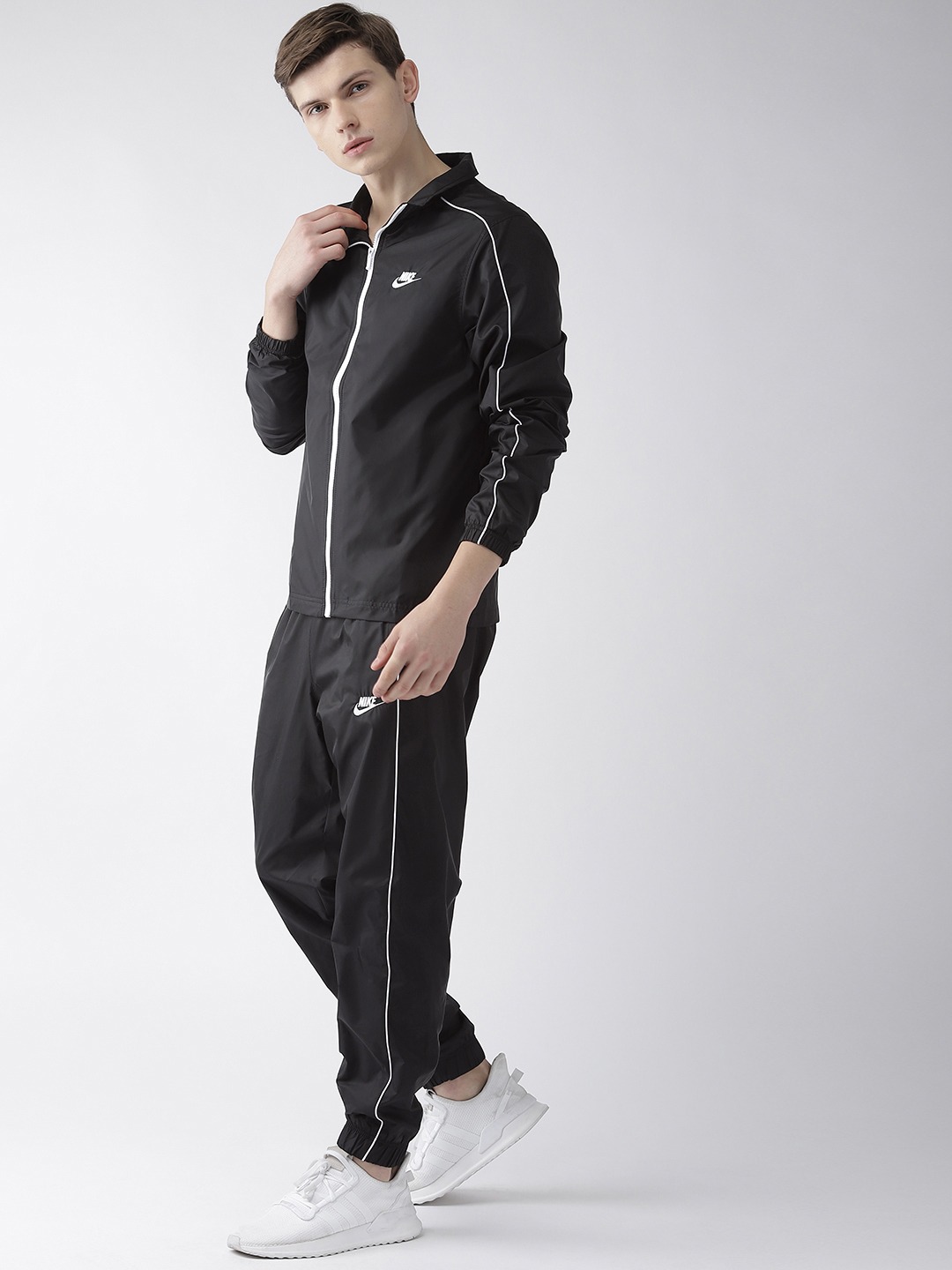 Clothing Tracksuits | Nike Sportswear Men Black Solid AS M NSW CE TRK SUIT WVN BASIC Loose Fit Tracksuit - YO27628