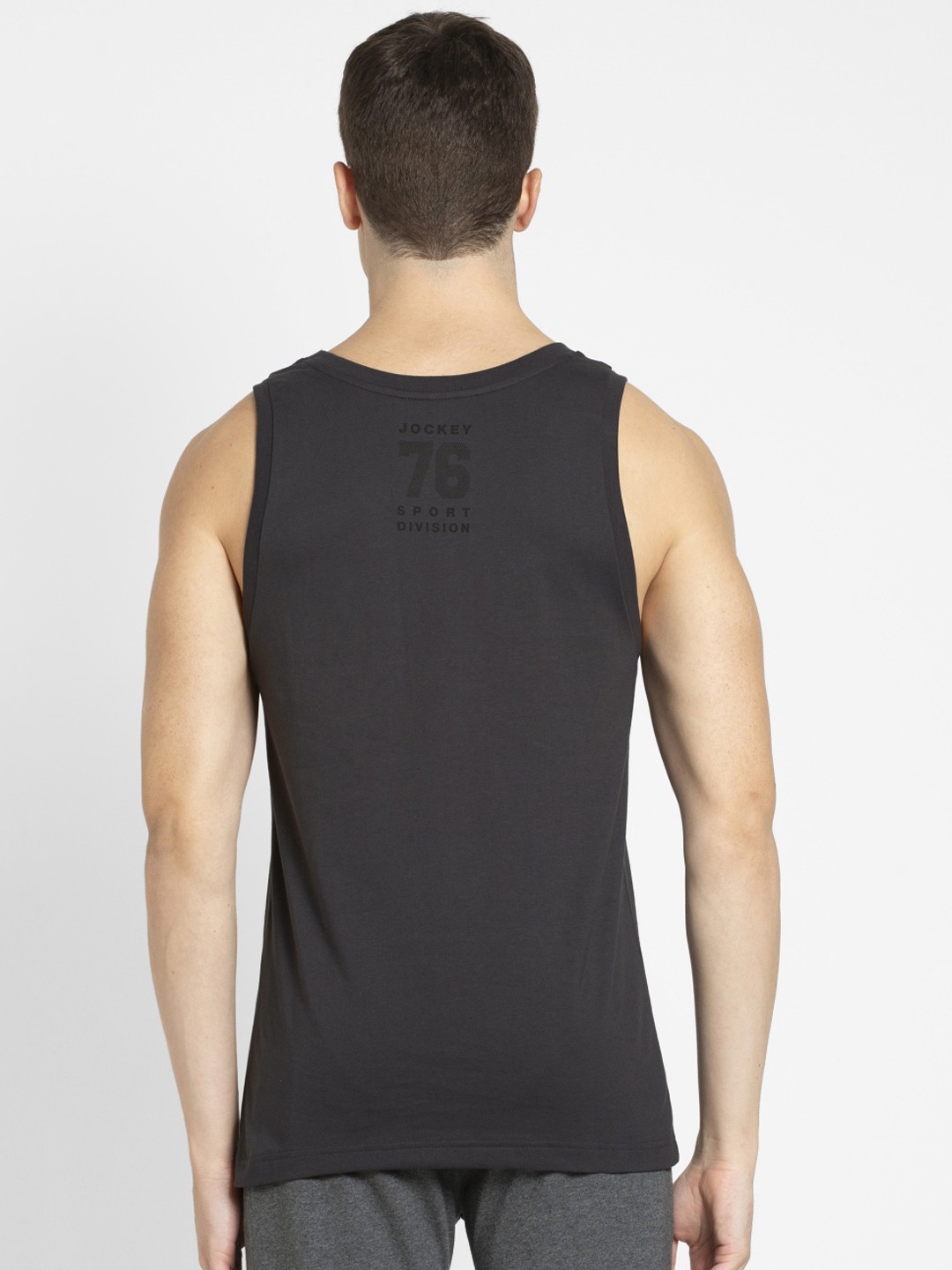Clothing Innerwear Vests | Jockey Men Charcoal Grey Printed Basic Top 9928-0105-GRASP - RS66218