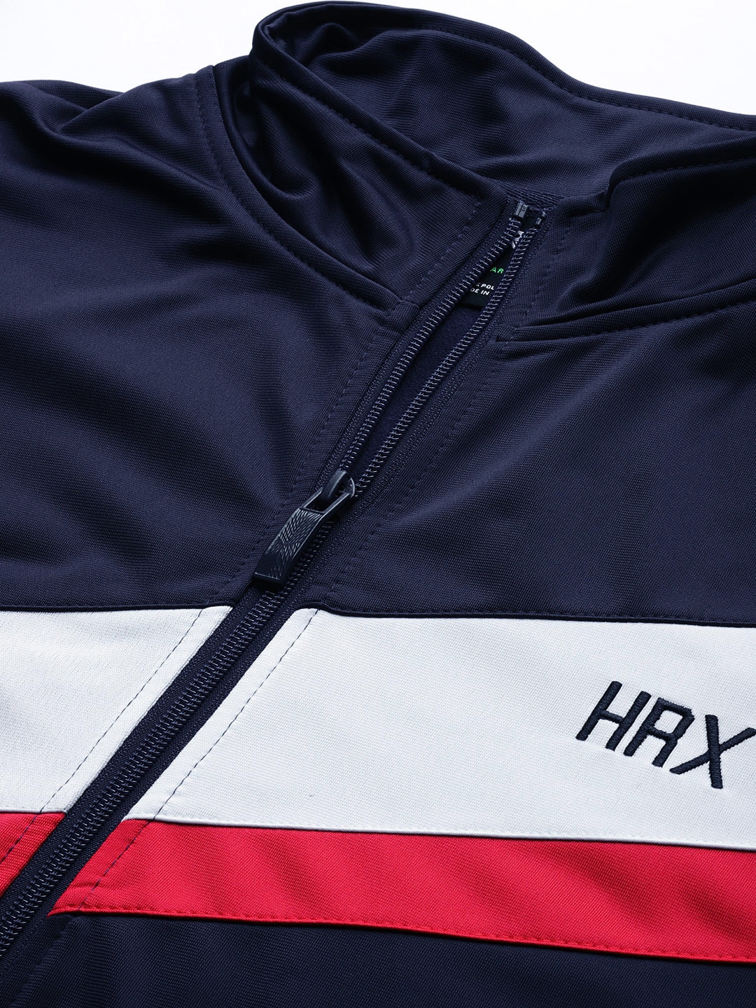 Clothing Tracksuits | HRX by Hrithik Roshan Men Navy Blue & White Colourblocked Football Tracksuits - BM90313