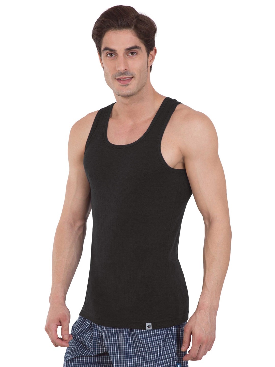 Clothing Innerwear Vests | Jockey Men Black Solid Innerwear Vests - MI16033
