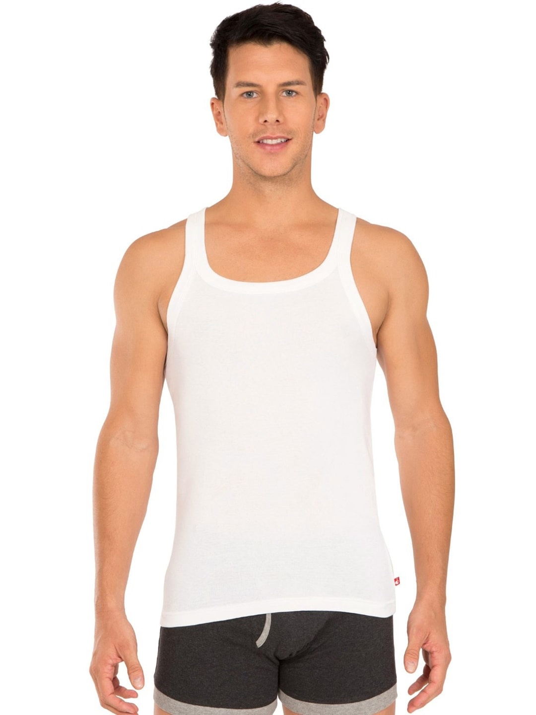 Clothing Innerwear Vests | Jockey Men White Solid Athleisure Innerwear Vest US26-0105 - OH41234