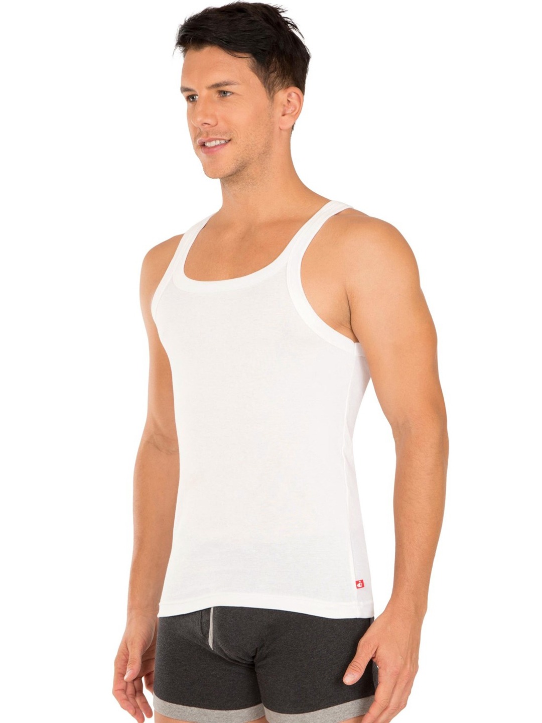 Clothing Innerwear Vests | Jockey Men White Solid Athleisure Innerwear Vest US26-0105 - OH41234