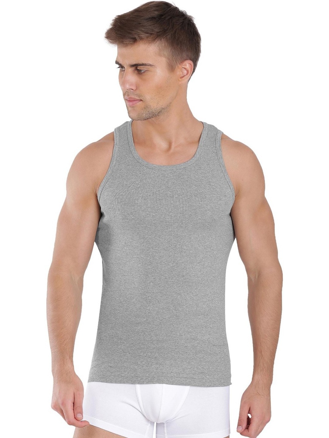 Clothing Innerwear Vests | Jockey Men Grey Melange Solid Innerwear Vest FP04-0105 - ID01324