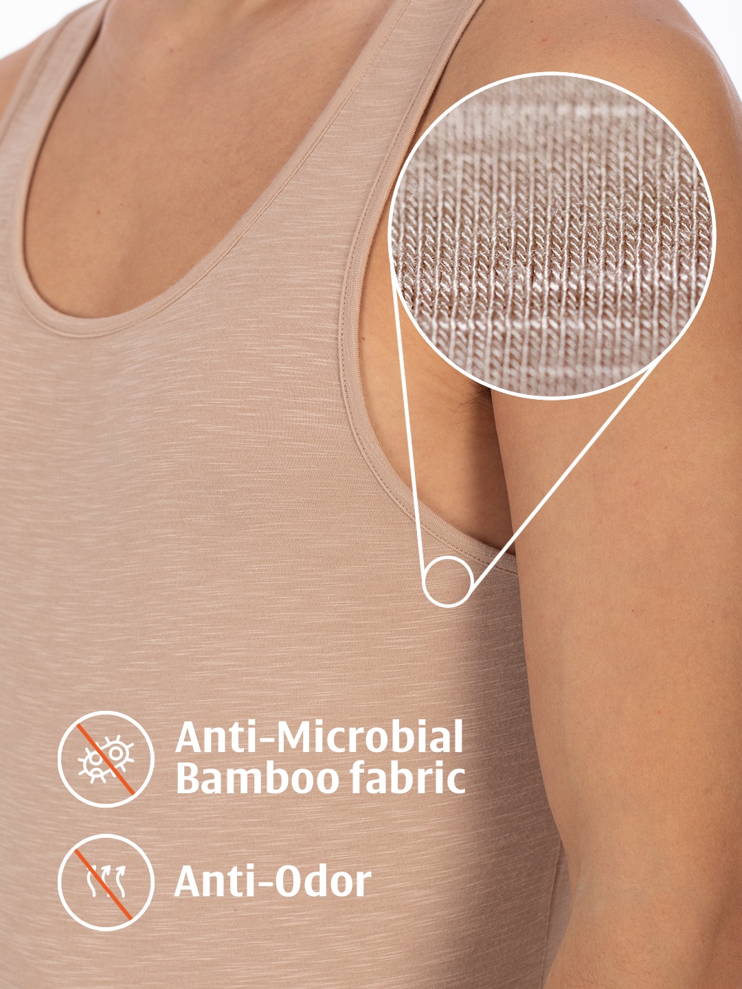 Clothing Innerwear Vests | DAMENSCH Men Anti-Microbial Slub NEO Bamboo Round Neck Vest DAM--BZ - BB71503