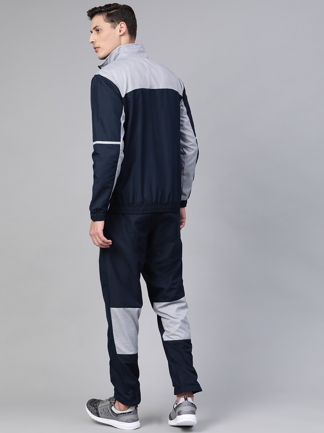 Clothing Tracksuits | Alcis Men Navy Blue & Grey Colourblocked Sports Tracksuit - ZO60705