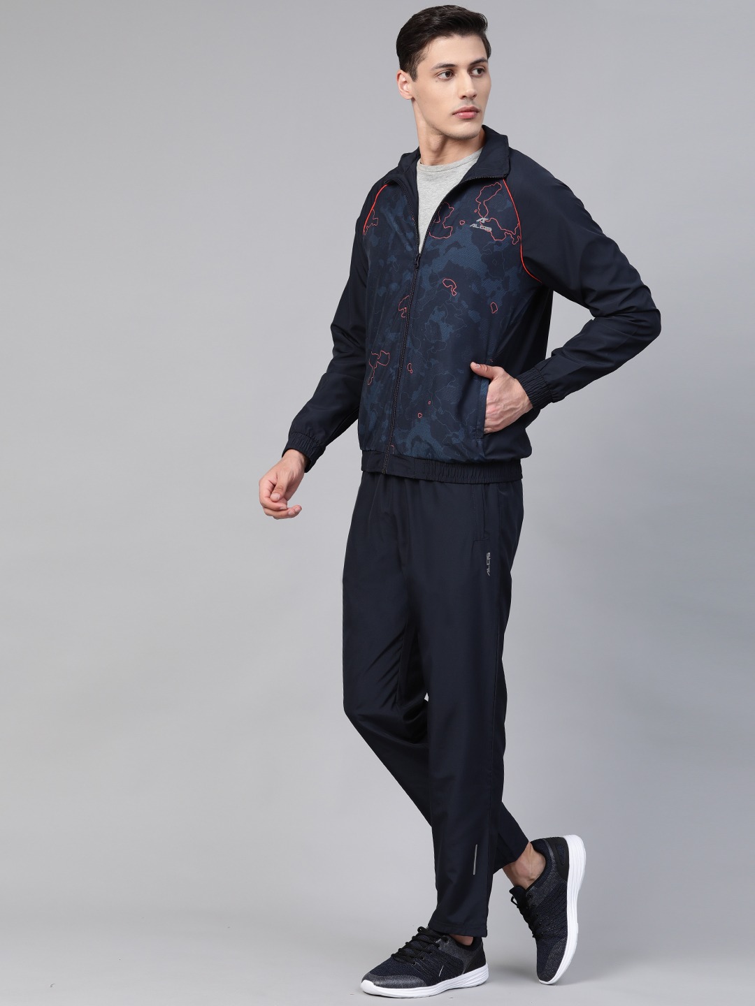 Clothing Tracksuits | Alcis Men Navy Blue Printed Sports Tracksuit - SU63961