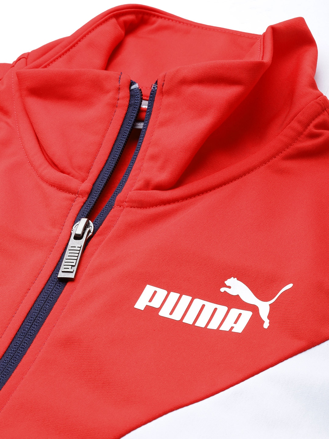 Clothing Tracksuits | Puma Men Navy Blue & Red Colourblocked  Tracksuits - HG47028