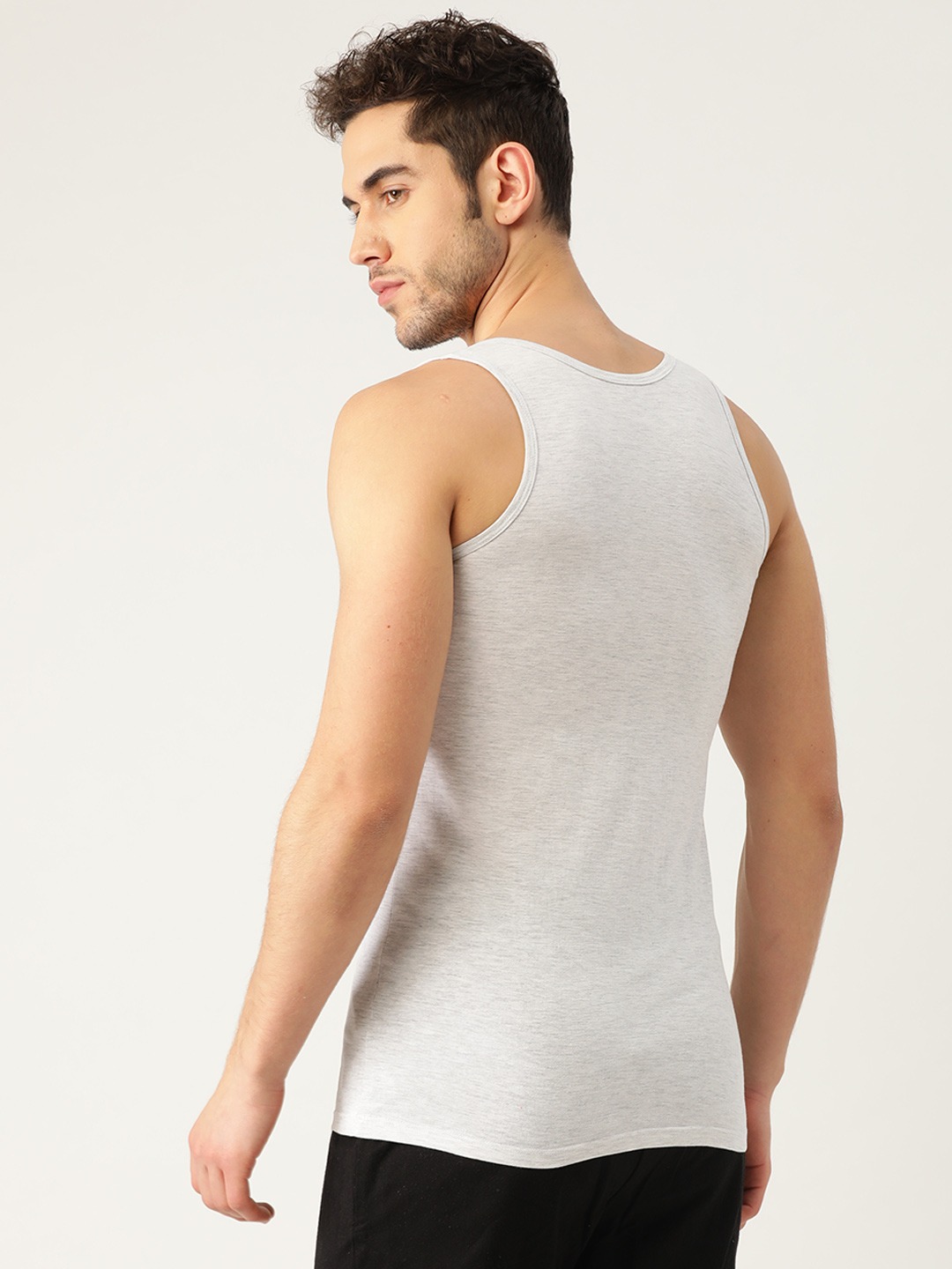 Clothing Innerwear Vests | ROMEO ROSSI Men Grey Melange Solid Combed Cotton Innerwear Vest - UI75530