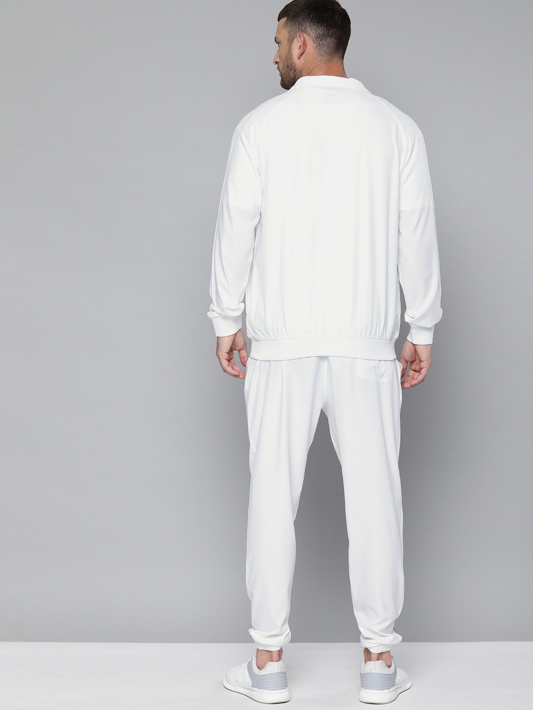 Clothing Tracksuits | HRX By Hrithik Roshan Men Optic White & Jet Black Colourblock Regular Fit Rapid-Dry Lifestyle Tracksuits - ES75458