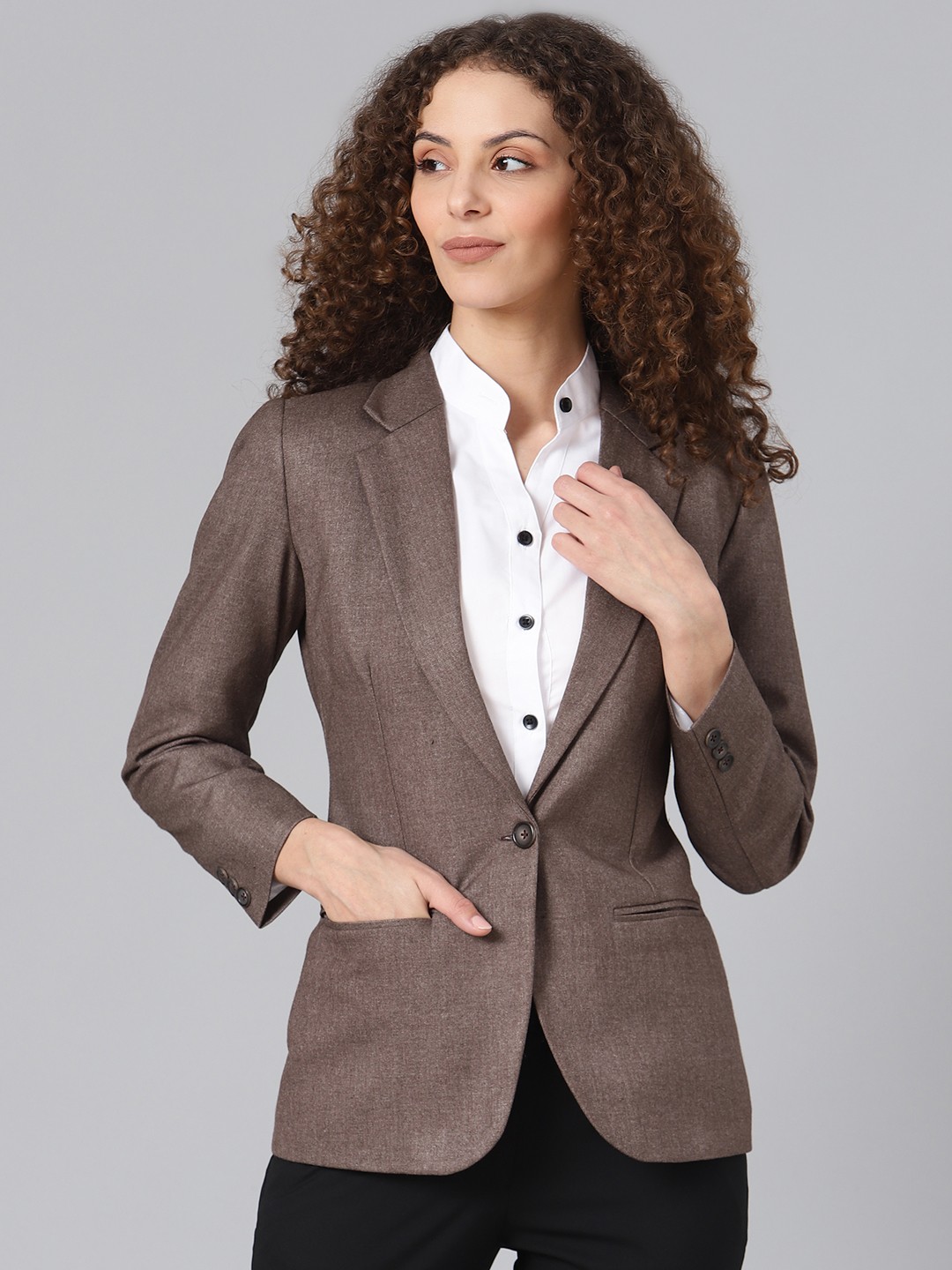 Clothing Blazers | Shaftesbury London Women Brown Solid Formal Blazer - FQ92380