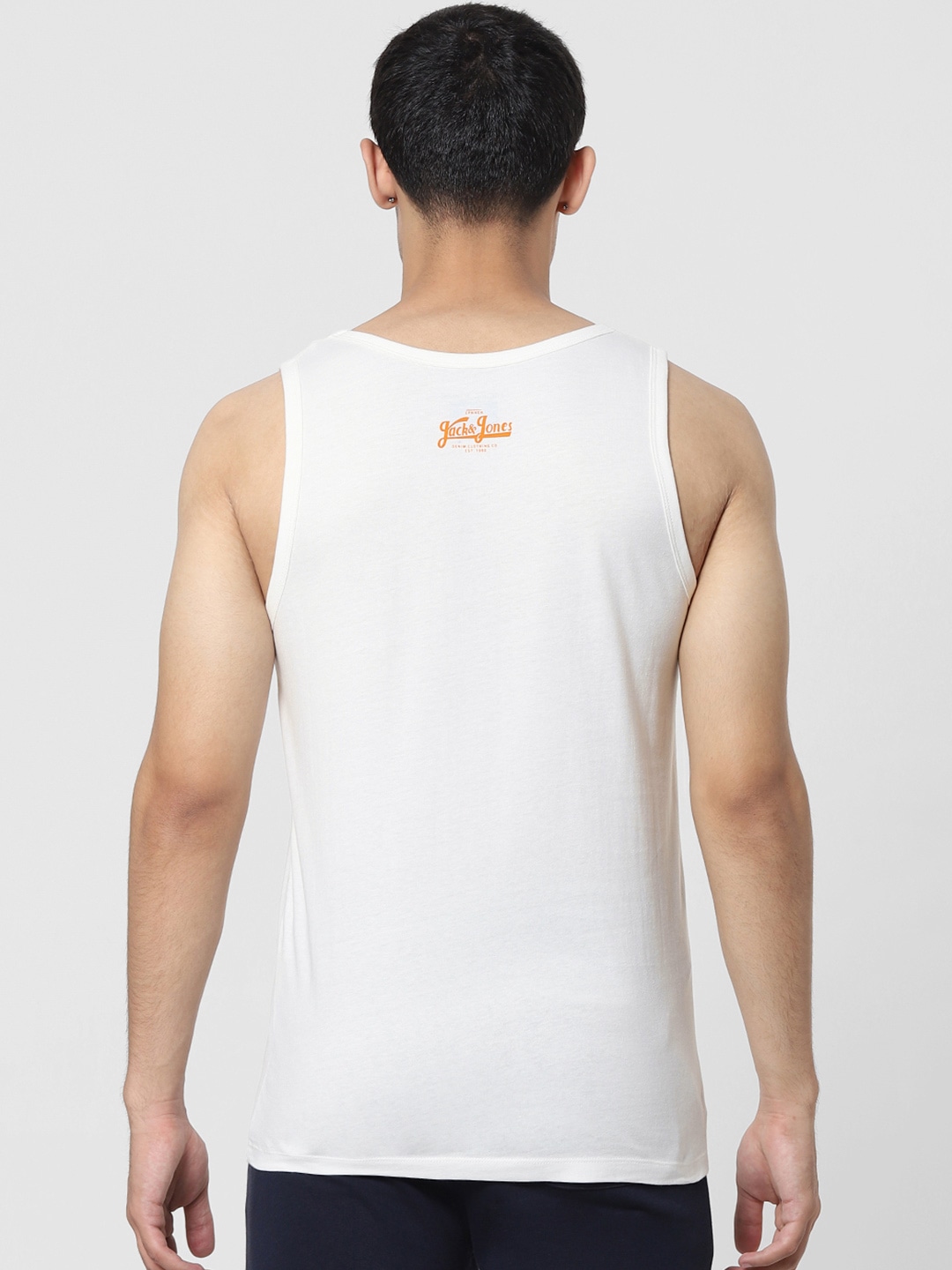 Clothing Innerwear Vests | Jack & Jones Men White Printed Innerwear Vest 1412573001 - OB60702