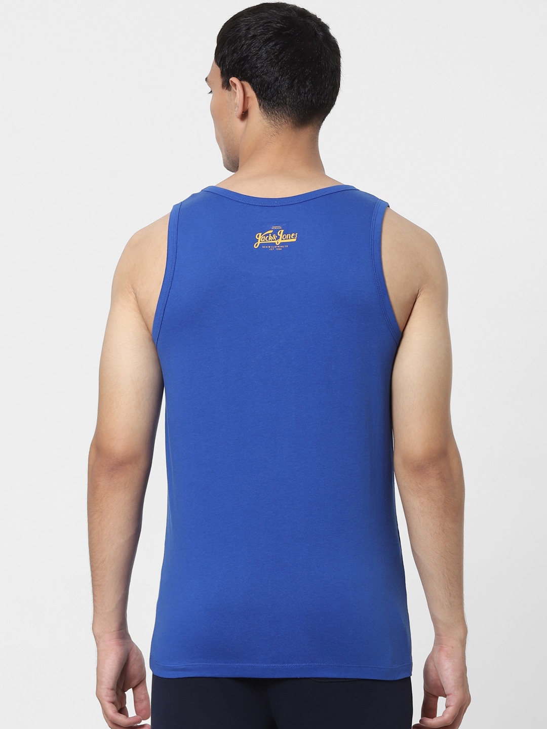 Clothing Innerwear Vests | Jack & Jones Men Blue Printed Innerwear Vest 1413571001 - TL86461