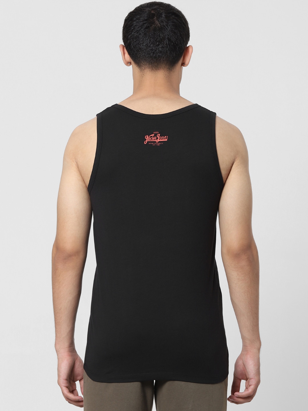 Clothing Innerwear Vests | Jack & Jones Men Black Printed Innerwear Vest - BV67036