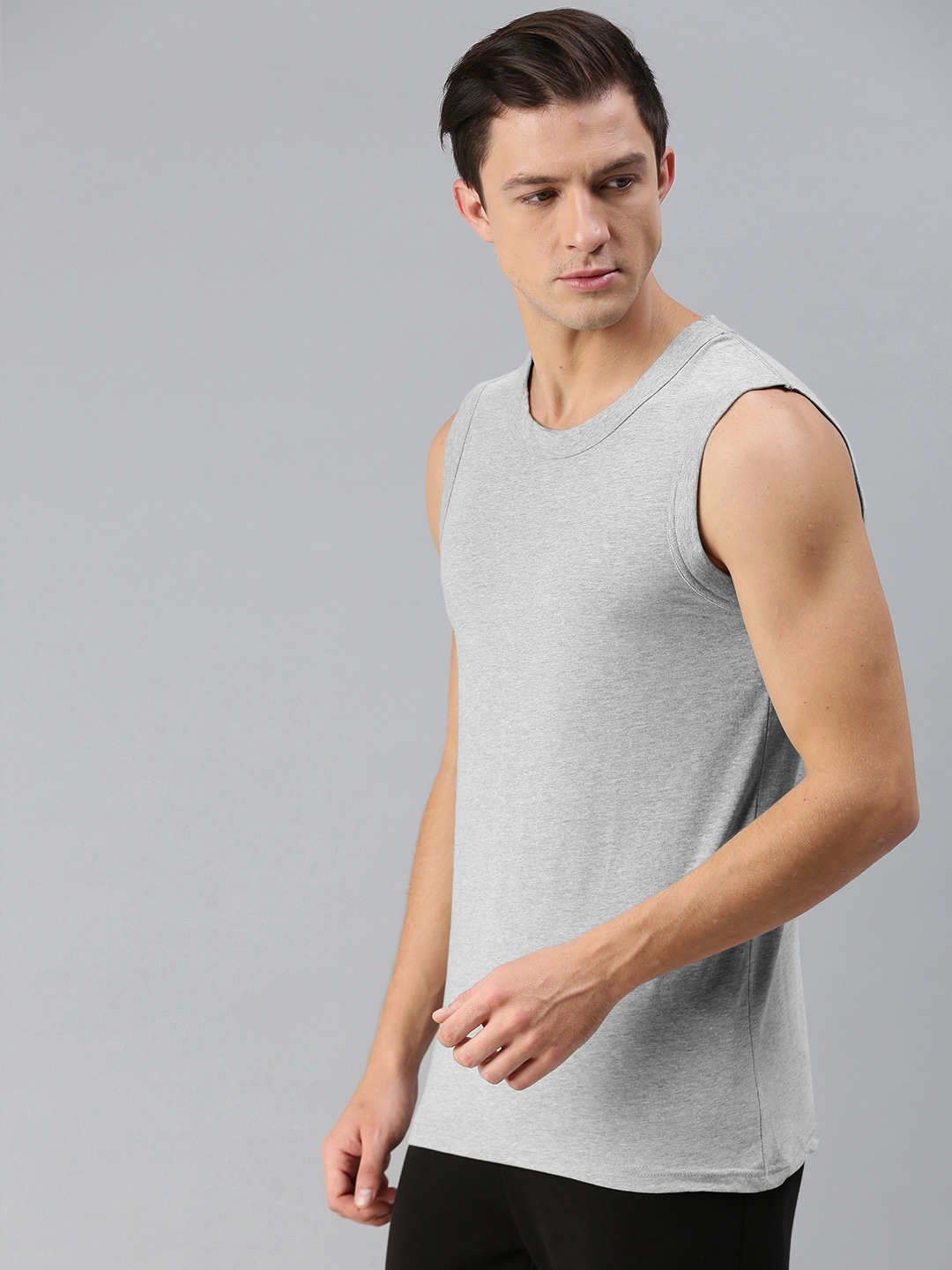 Clothing Innerwear Vests | HRX By Hrithik Roshan Men Solid Melange Lifestyle Innerwear Vest - AE78991