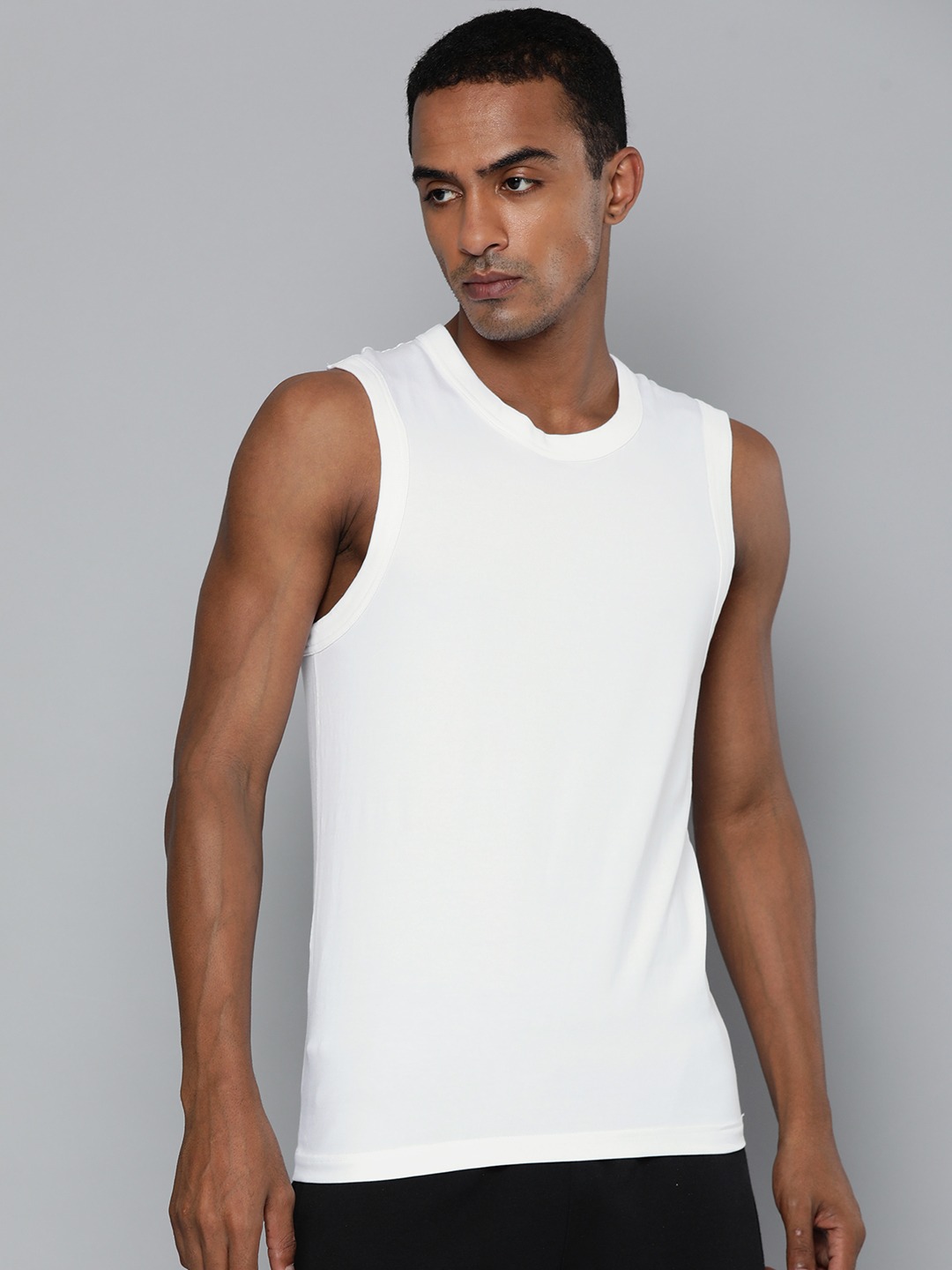Clothing Innerwear Vests | HRX By Hrithik Roshan Men Solid Melange Lifestyle Innerwear Vests Pack of 2 - PQ08962